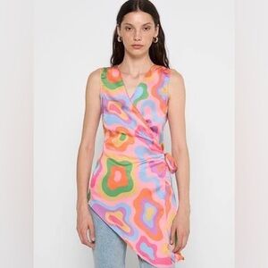 Never Fully Dress Abstract Asymmetrical Wrap Top